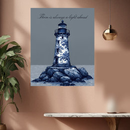 Blau Weiß Leuchtturm Maritime Küsten Dekor Kunst
