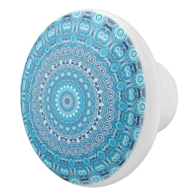 Blau-Weiß-Mandala-Muster Keramikknauf (Rechts)