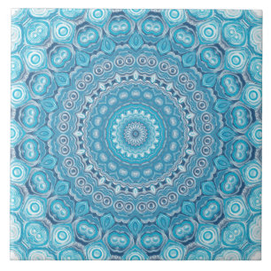 Blau-Weiß-Mandala-Musterdesign Fliese