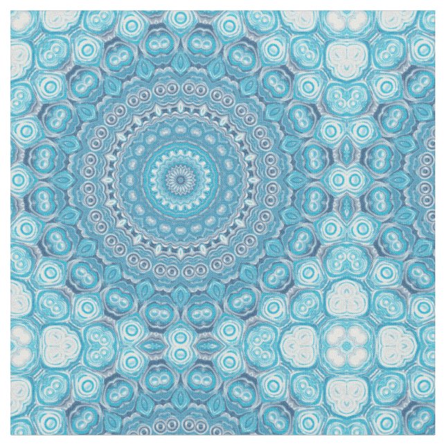 Blau-Weiß-Mandala-Musterdesign Stoff (Nahaufnahme)