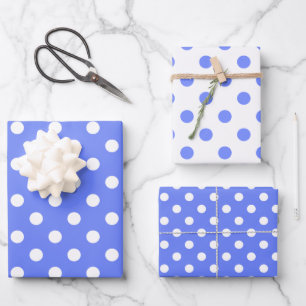 Blau-Weiß-Matching-Muster Geschenkpapier Set