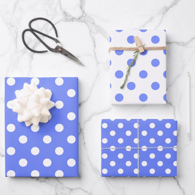 Blau-Weiß-Matching-Muster Geschenkpapier Set (Vorderseite)