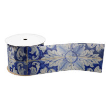 Blau-Weiß-mediterranes Vintages Blumenmuster