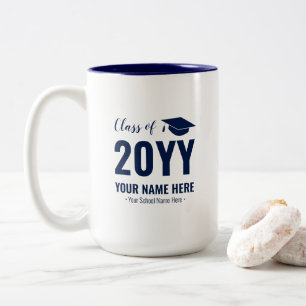 Blau & Weiß   Moderne Geschenktasse zur Abschlussf Zweifarbige Tasse
