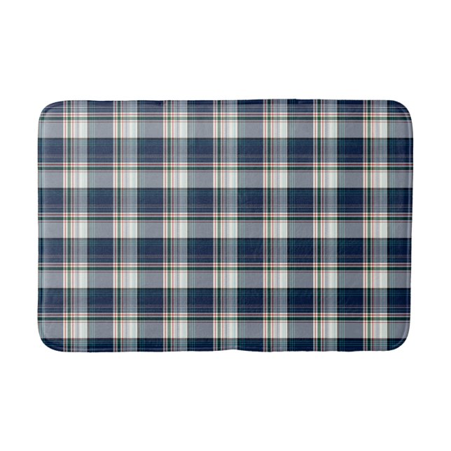 Blau, Weiß, Multi Thread Kariert Badematte (Vorderseite)