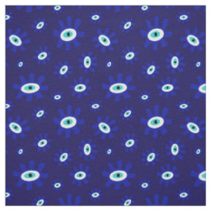 Blau-Weiß-Muster des griechischen Auges Stoff