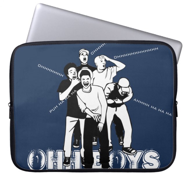 Blau weiß OHH BOYS knacken lachen Laptopschutzhülle (Vorderseite)