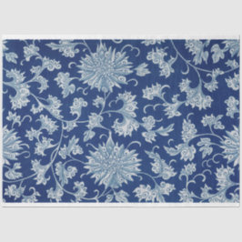 Blau-Weiß-Papier mit Blumendecoupage Seidenpapier