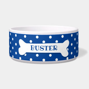 Blau Weiß Punkte Hundeknochen Personalisierter Hun Napf