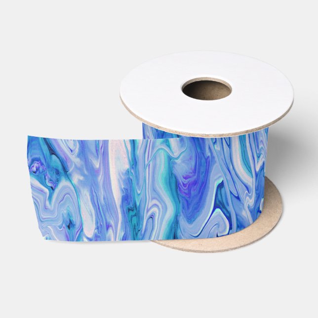 Blau Weiß rosa Aquamarin Lilac Marmor Agate Abstra Satinband (Spule)