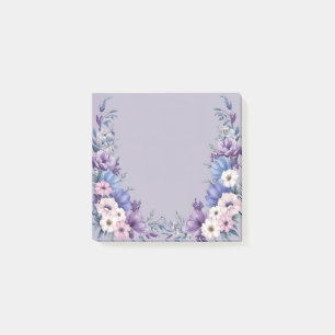 Blau, Weiß, Rosa und Lila Sommerblüten Post-it Klebezettel