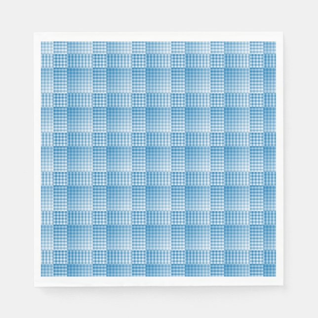 Blau-Weiß-Schachbrett abstraktes Muster Serviette (Vorderseite)