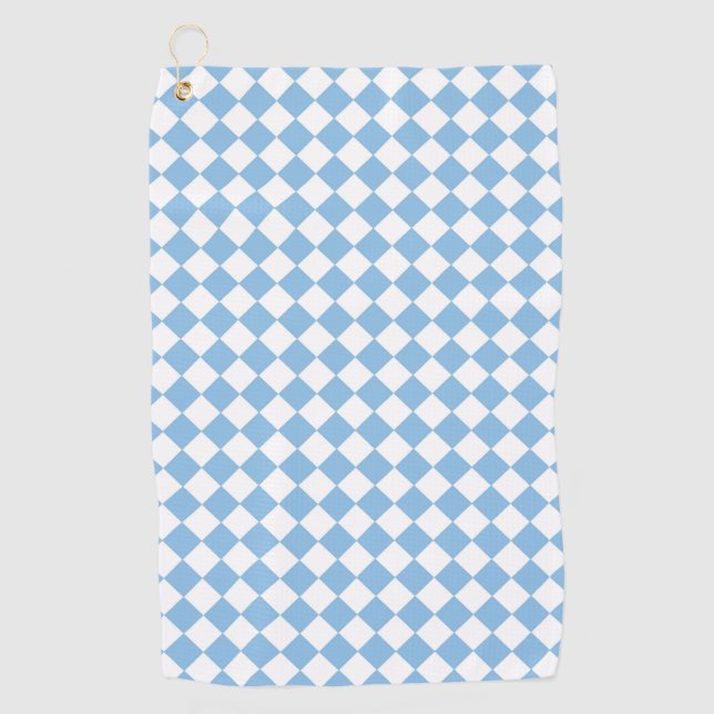 Blau-Weiß-Schachbrett Diamant-Muster Golfhandtuch (Vorderseite)