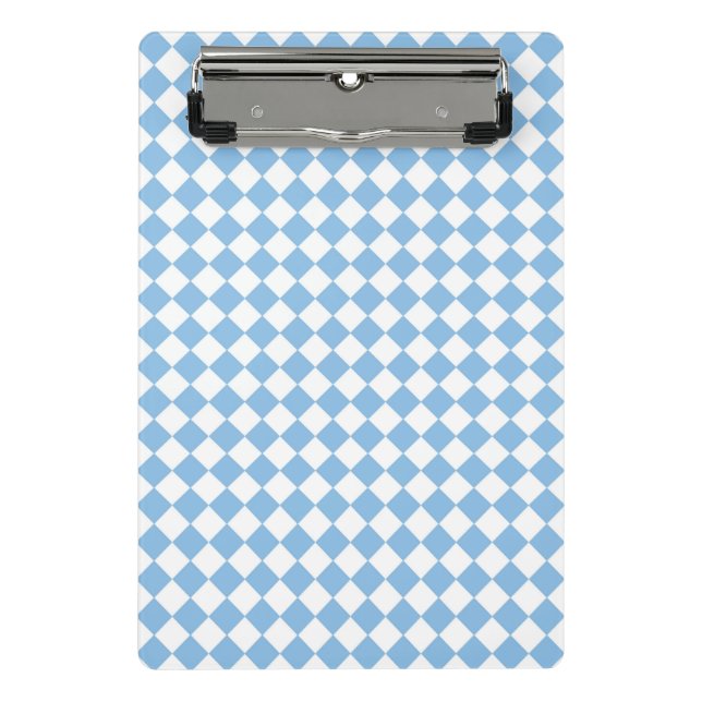 Blau-Weiß-Schachbrett Diamant-Muster Mini Klemmbrett (Vorderseite)