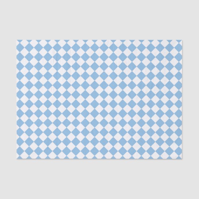 Blau-Weiß-Schachbrett Diamant-Muster Seidenpapier (Vorderseite)