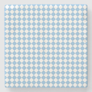 Blau-Weiß-Schachbrett Diamant-Muster Steinuntersetzer