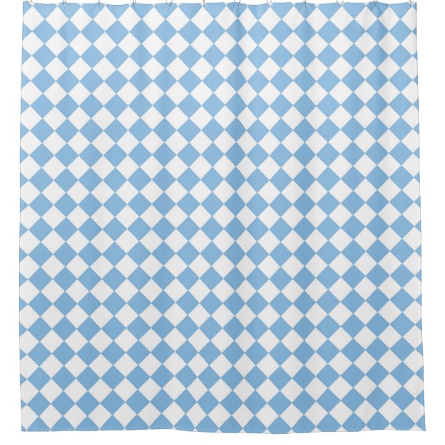Blau-Weiß-Schachbrett-Muster Duschvorhang (Vorderseite)