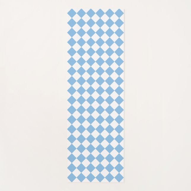 Blau-Weiß-Schachbrett-Muster Yogamatte (Vorderseite)