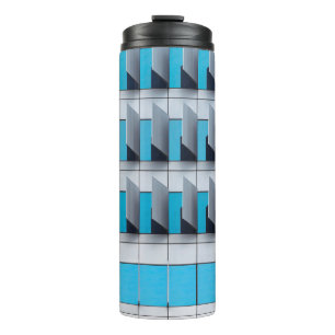 Blau-Weiß-Schachfiguren Thermosbecher