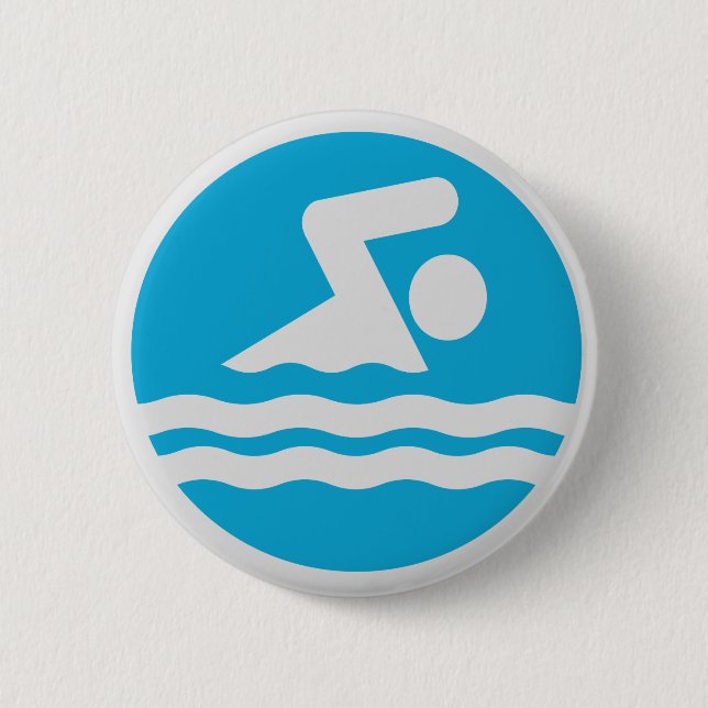Blau & Weiß schwimmen & Tauchen Schwimmbad Button (Vorderseite)
