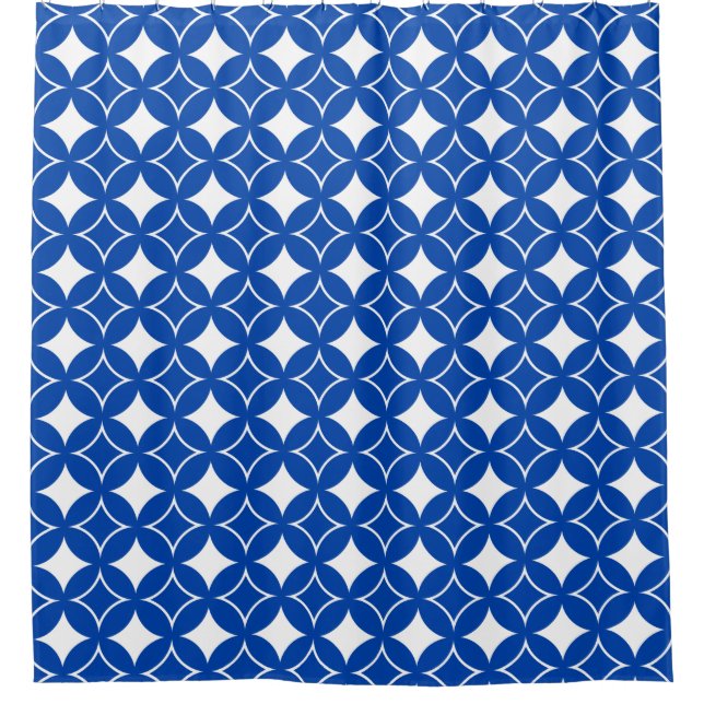 Blau-Weiß-Shippo-Muster Duschvorhang (Vorderseite)