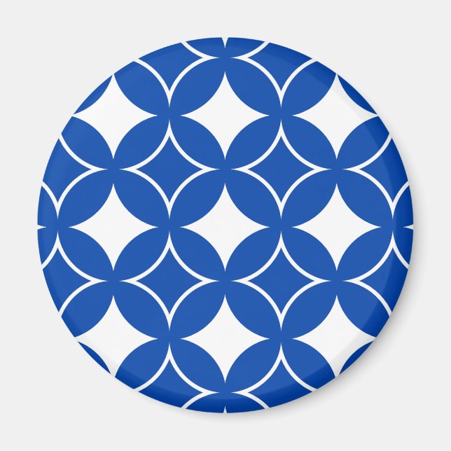 Blau-Weiß-Shippo-Muster Magnet (Vorne)