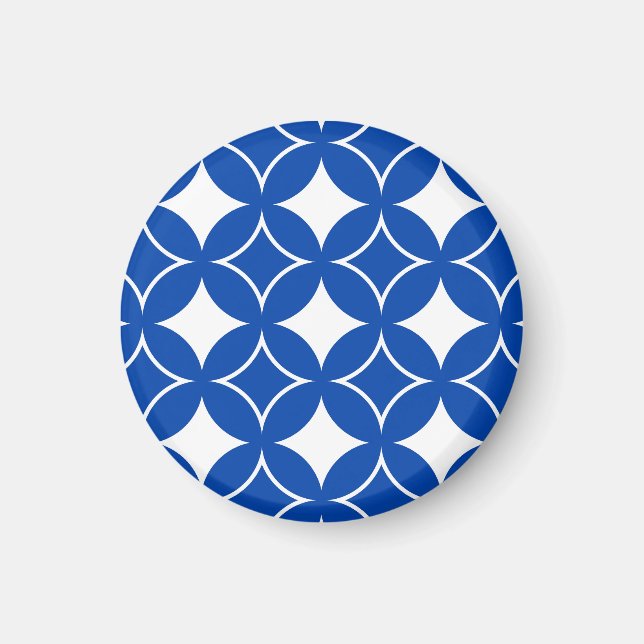 Blau-Weiß-Shippo-Muster Magnet (Vorne)