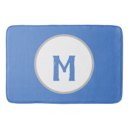 Blau-Weiß-Silber-Monogramm Badematte