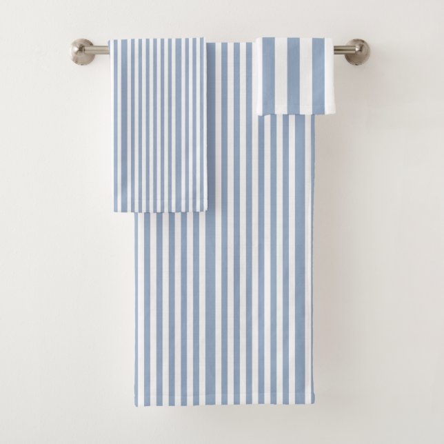 Blau & Weiß Streifen Badezimmer Handtuchhalter Set (Insitu)