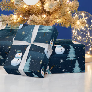 Blau-weiß süßes Weihnachts-Winter-Muster Geschenkpapier