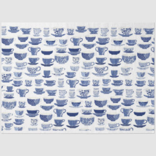 Blau-Weiß-Teacup-Muster Seidenpapier