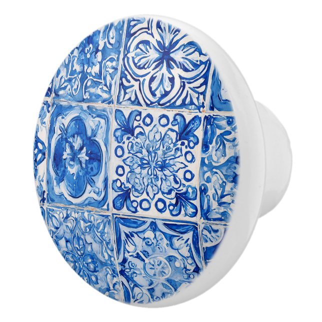 Blau-Weiß-Tile Keramikknauf (Rechts)