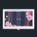 Blau-Weiß und Gold Moderner Glamour mit Blumenmoti Visitenkarten Dose<br><div class="desc">Blue White und Gold Moderne Blumenchic Glamour Card Inhaber. Passen Sie den Text an oder verließ ihn leer.</div>