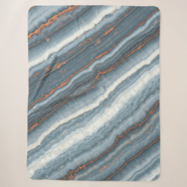 Blau, Weiß und Kupfer Marmor Plüschdecke Sherpadecke