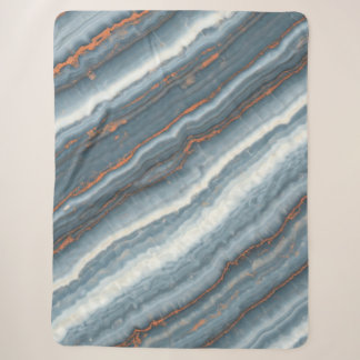 Blau, Weiß und Kupfer Marmor Plüschdecke Sherpadecke