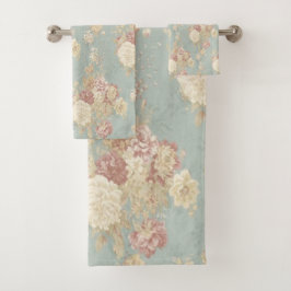 Blau-Weiß und Rosa Shabby Chic Badhandtuch Set