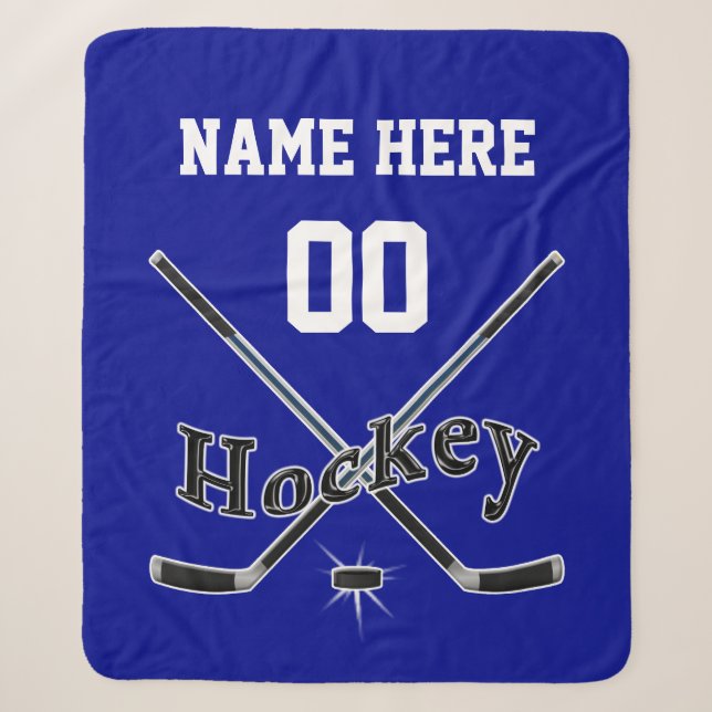 Blau, Weiß und Schwarz-Hockeyschläger-Decken Sherpadecke (Vorderseite)