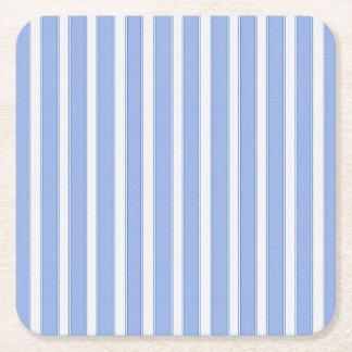 Blau & Weiß Vertikal Streifen Gartenparty Papier C Rechteckiger Pappuntersetzer
