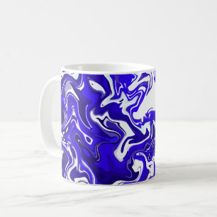 Blau-weiße Abstrakte Flüssigkeit Kaffeetasse
