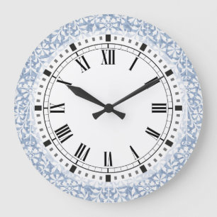 Blau-weiße Arts-and-Crafts-Kunst Große Wanduhr