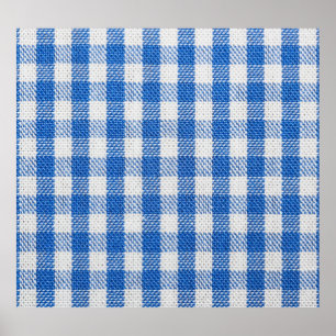 Blau-weiße ausgekleidete Esskleider. Poster