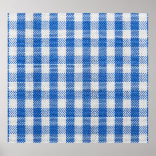 Blau-weiße ausgekleidete Esskleider. Poster