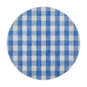 Blau-weiße ausgekleidete Esskleider. Schneidebrett