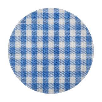 Blau-weiße ausgekleidete Esskleider. Schneidebrett