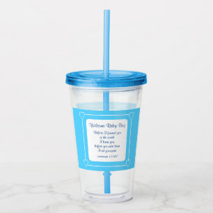 Blau-weiße Babyparty für Jungen mit Bibelvers Acryltrinkbecher