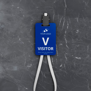 Blau Weiße Besucher-Badge mit Logo Ausweis