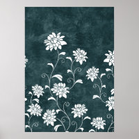Blau-weiße Blume aus geblümten Damast, mädchenhaft
