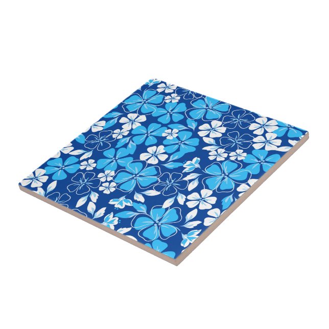 Blau-weiße Blume Fliese (Seite)