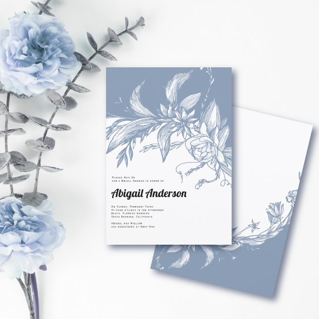Blau-weiße Blume Hochzeitsfest Brautparty Einladung (Von Creator hochgeladen)