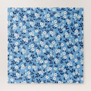 Blau, weiße Blume: Vintag